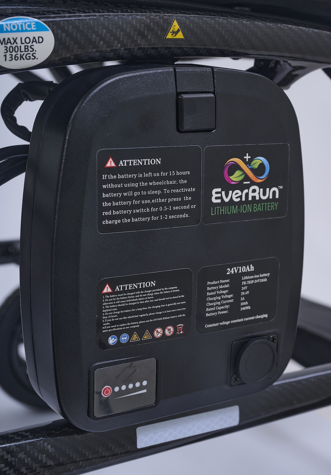 Close-up of the Cricket power wheelchair joystick control.
